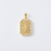 18K Gold Filled Celestial Charm Sun Moon Stars Pendant, Celestial Tag Minimalist Micro pave Jewelry Necklace Charm Component Supply, CP2104